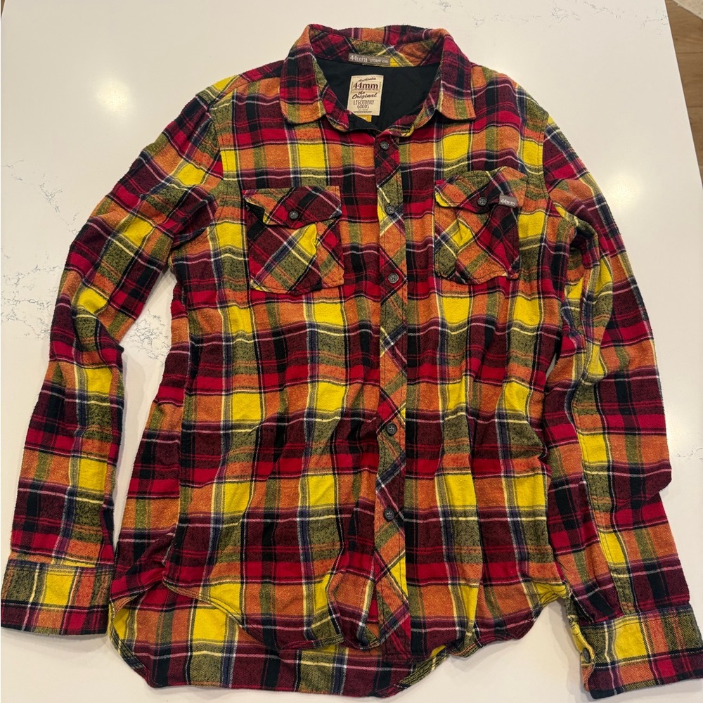 Authentic 44mm Red and Yellow Plaid flannel Shirt